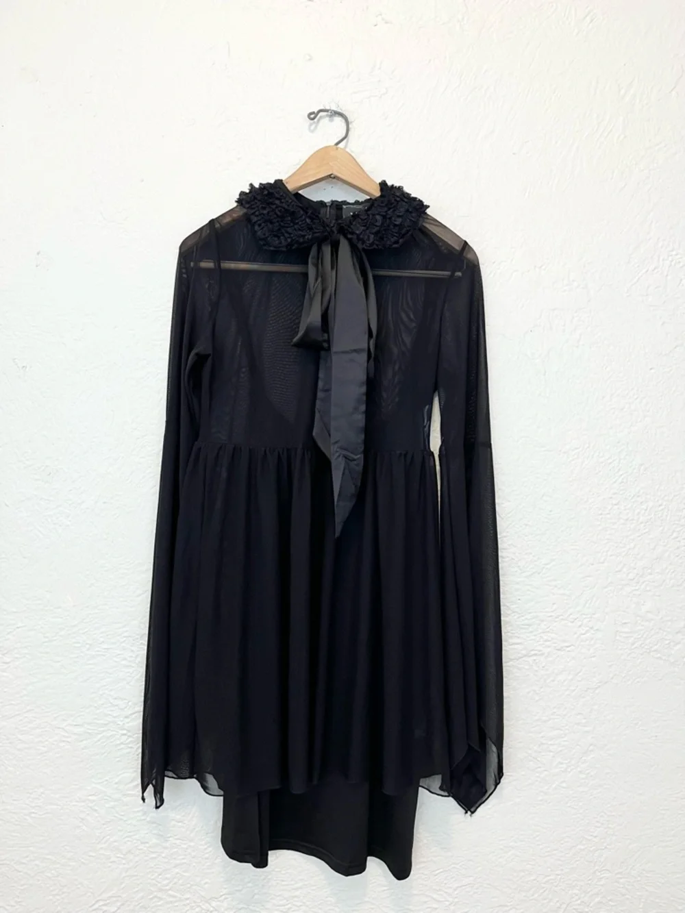 Killstar Dress Babydoll Mesh Bell Sleeve Ruffle Collar Goth Witchy Medium M - Picture 8 of 13